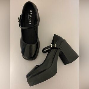 NEW Office London Black Leather Mary Jane Platform Shoes Size EU 39 / US 9